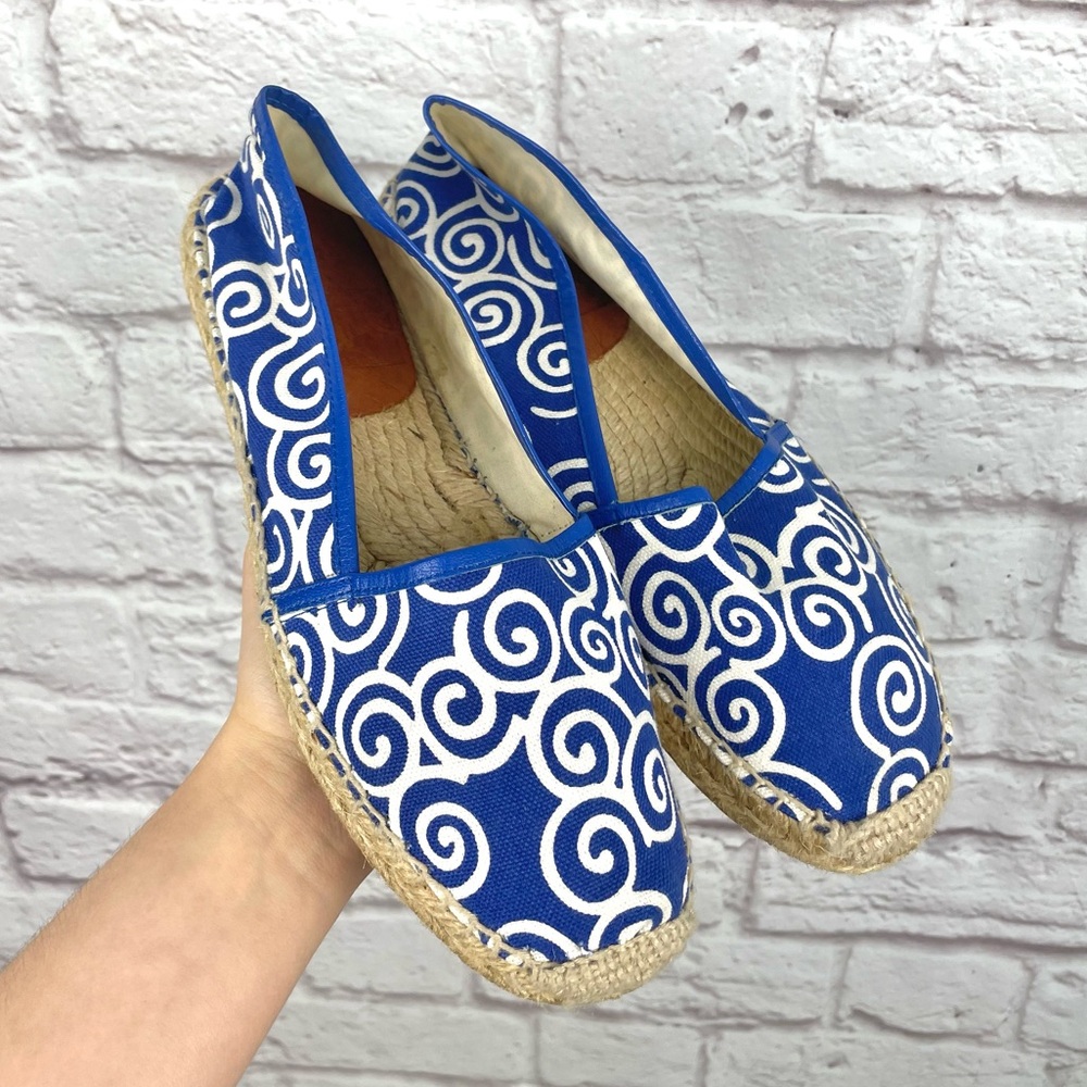 Diane Von Furstenberg Blue & White Swirl Flat‎ Espadrilles Size 9.5